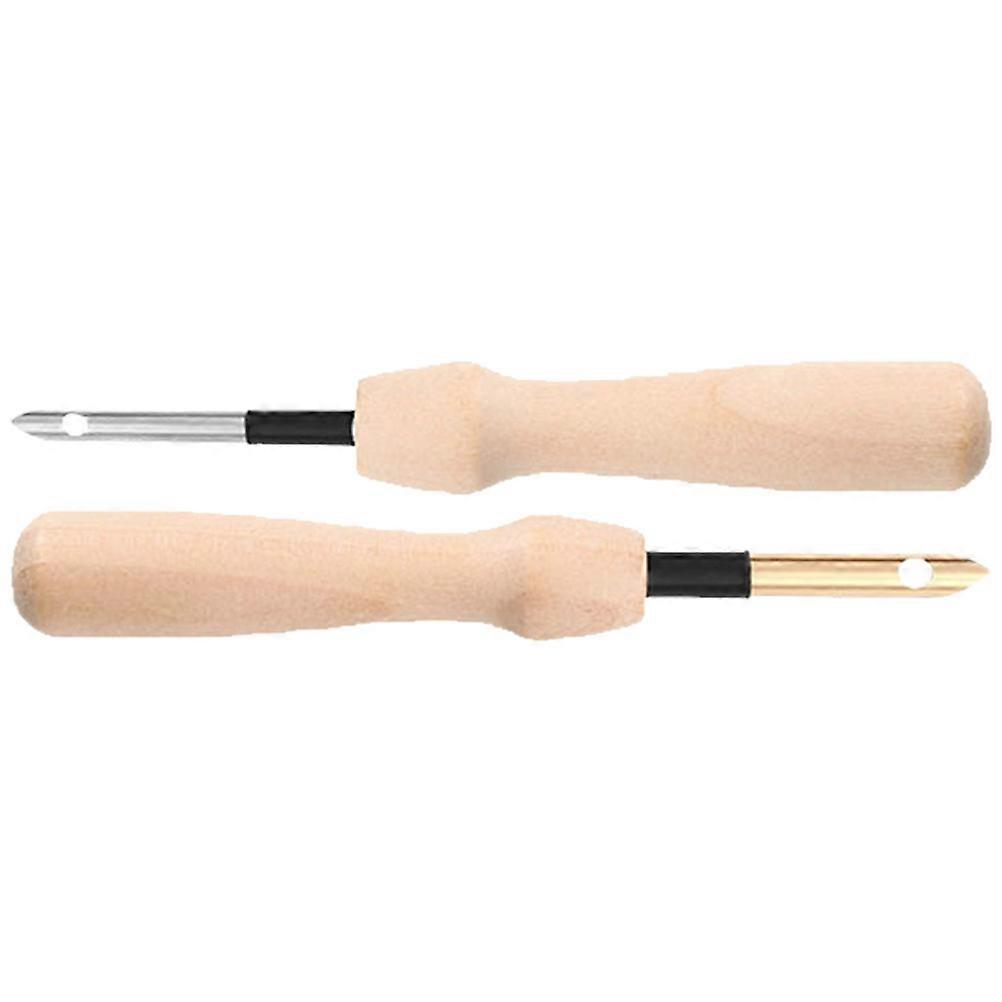 Punch Needle for Embroidery and Crafting with Wooden Handle Copper and Stainless Steel Ideal for Home Use 2pcs