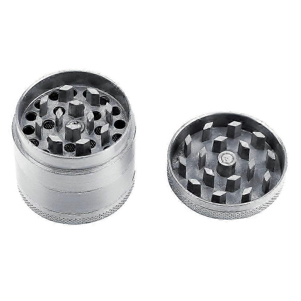 4-Layer Zinc Alloy Herb Grinder & Spice Crusher - Hand Operated Metal Tool for Weed, Grass & Herbs (Silver Finish)