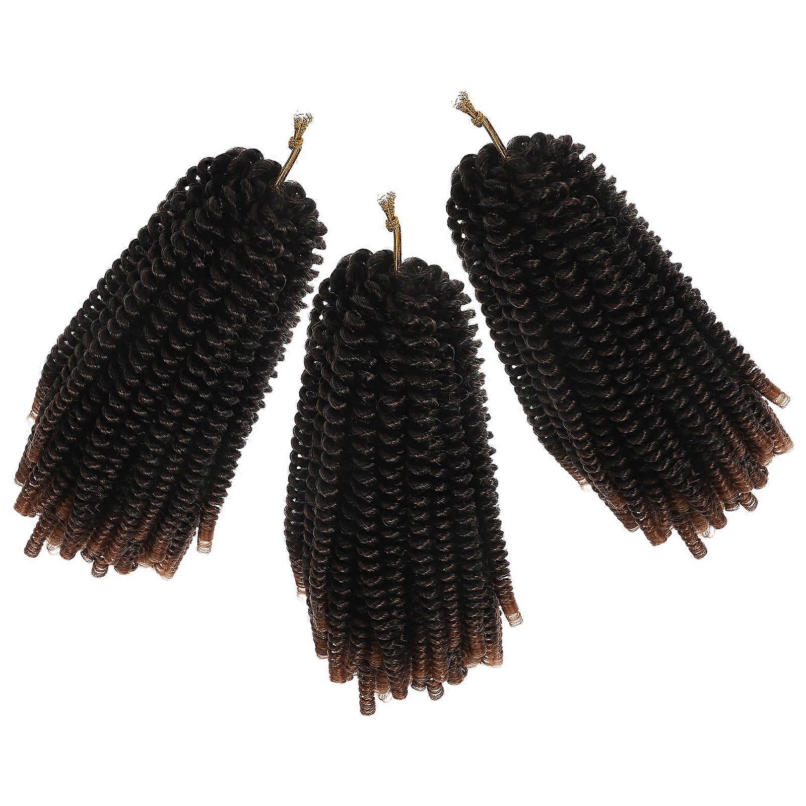 Spring Twist Hair 8 Inch Crochet Braids For Women Special Occasions Dark Brown 3 Sets Fashionable