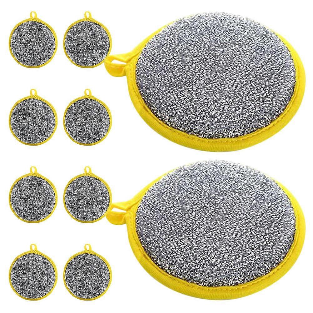 High Efficiency Dual Sided Dish Cleaner Round Shape 10Pcs Assorted Color Sponge For Household Users