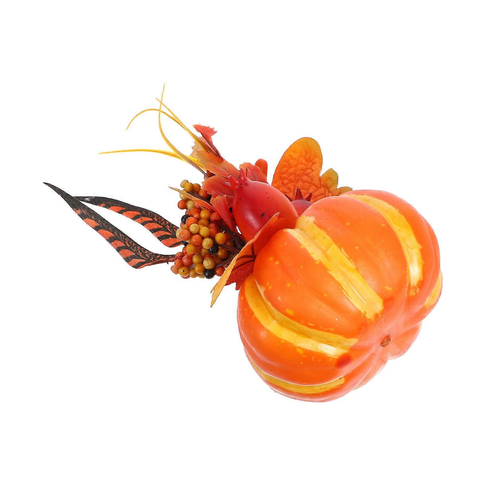 Orange Plastic Maple Leaf and Pumpkin Decorative Props for Autumn Decoration and Party Use 1pcs
