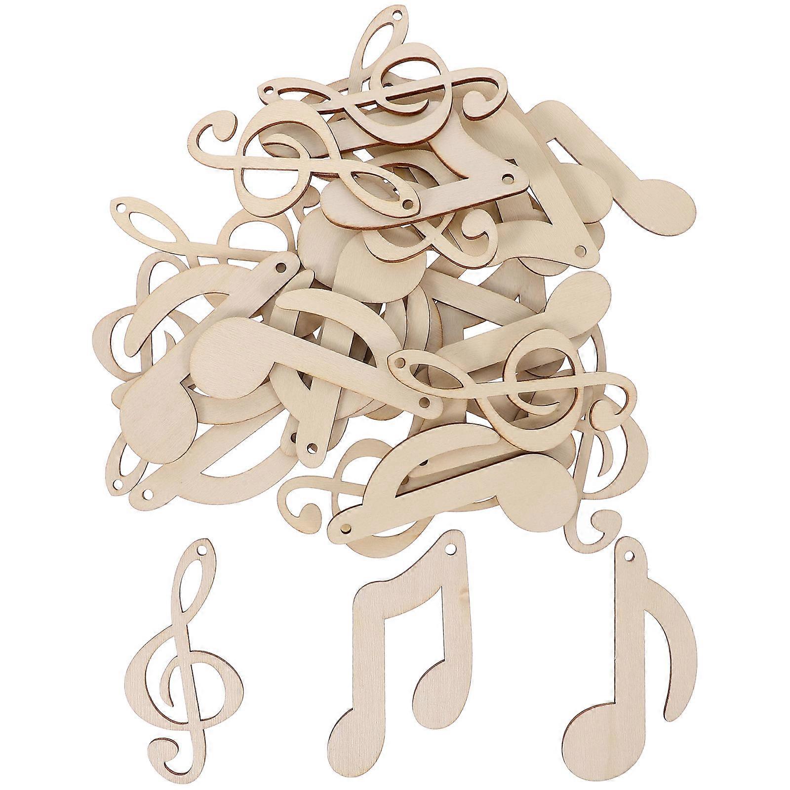 30PCS Music Notes Cutouts Musical Notes Wooden Slices for Blank DIY Crafts
