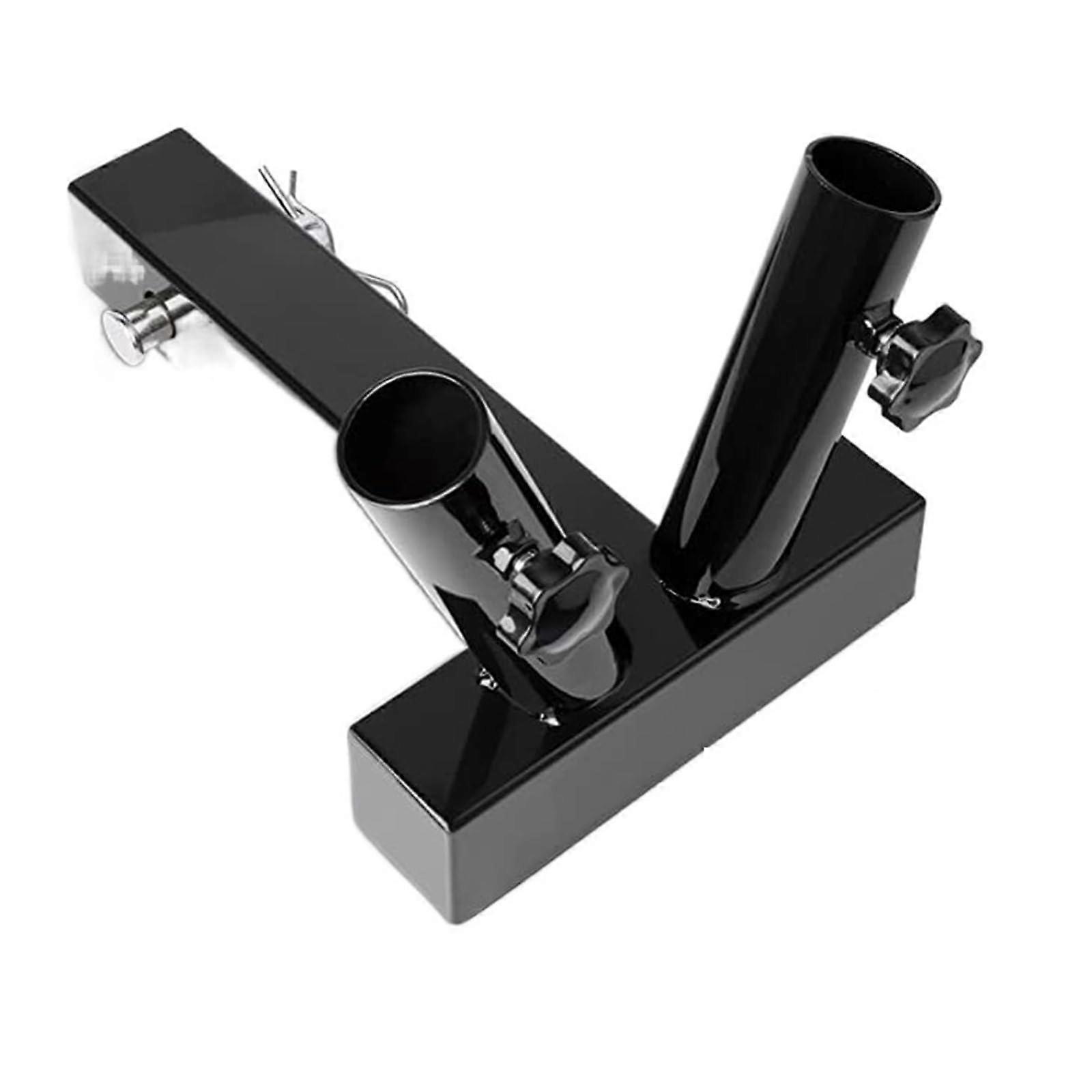 Adjustable Tow Hook Mounting Bracket for Standard Receivers, Compatible with LKW, SUV, RV, Pickup - Black Double Tube