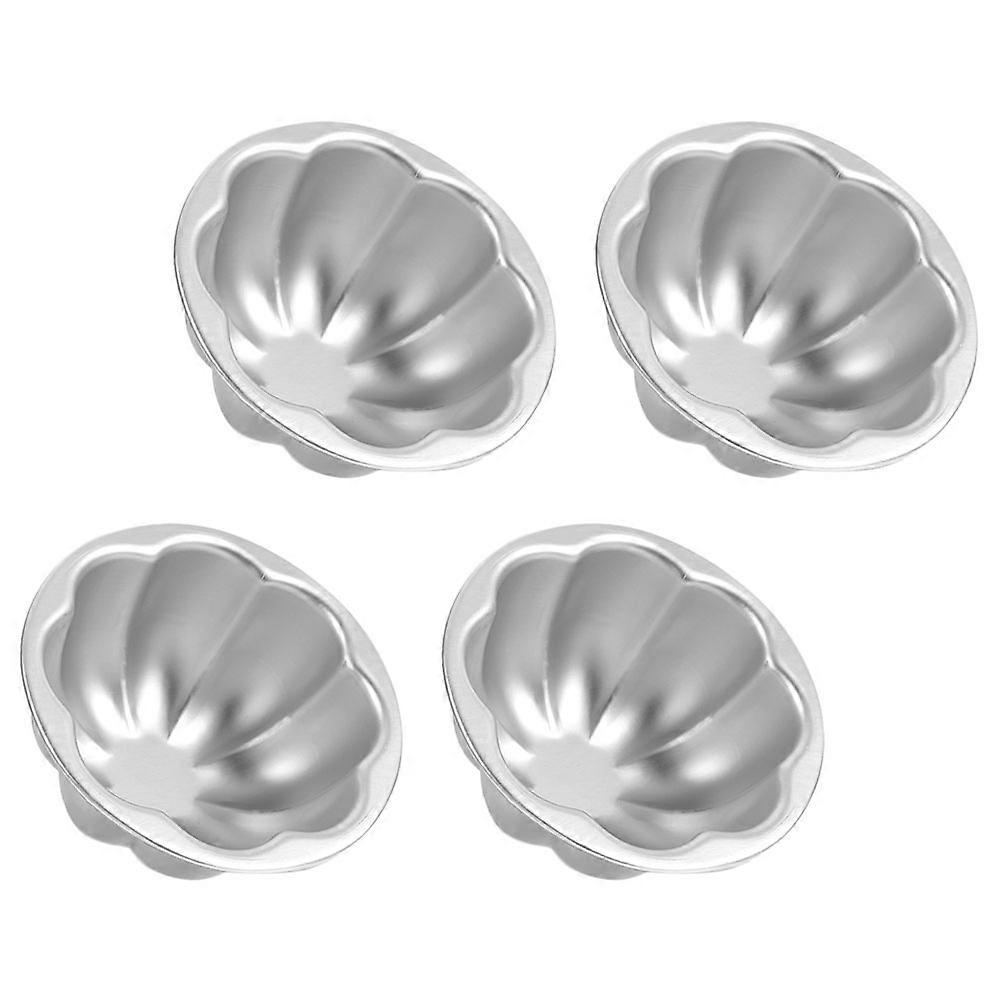 4pcs Pudding Mold Egg Tart Cups Cake Baking Molds with Flower Edges for Cupcake and Cake