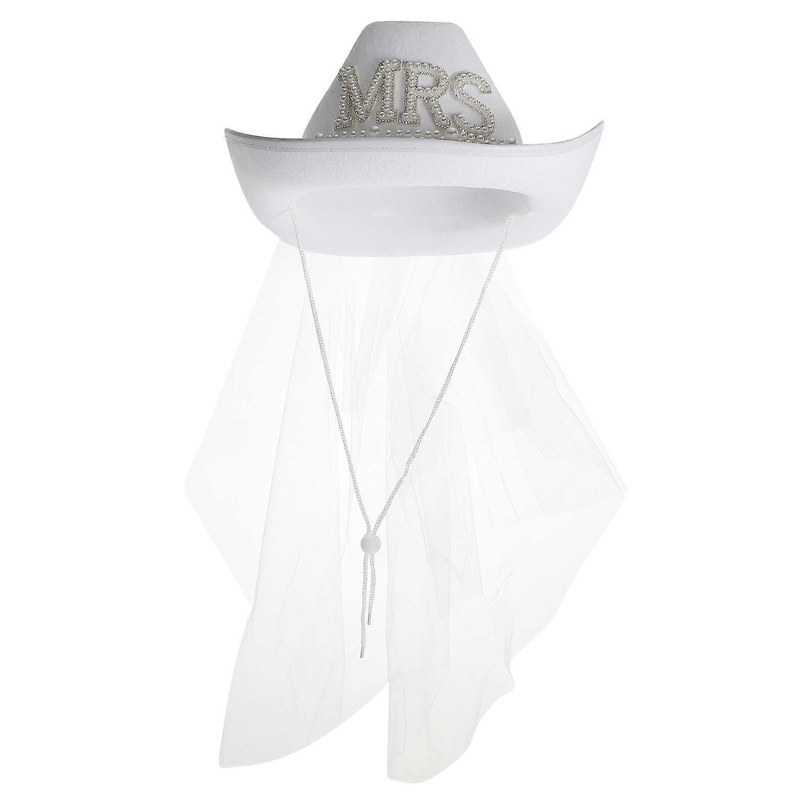 Cowboy Bride Hat with Veil Adding Elegance to Bridal Outfits