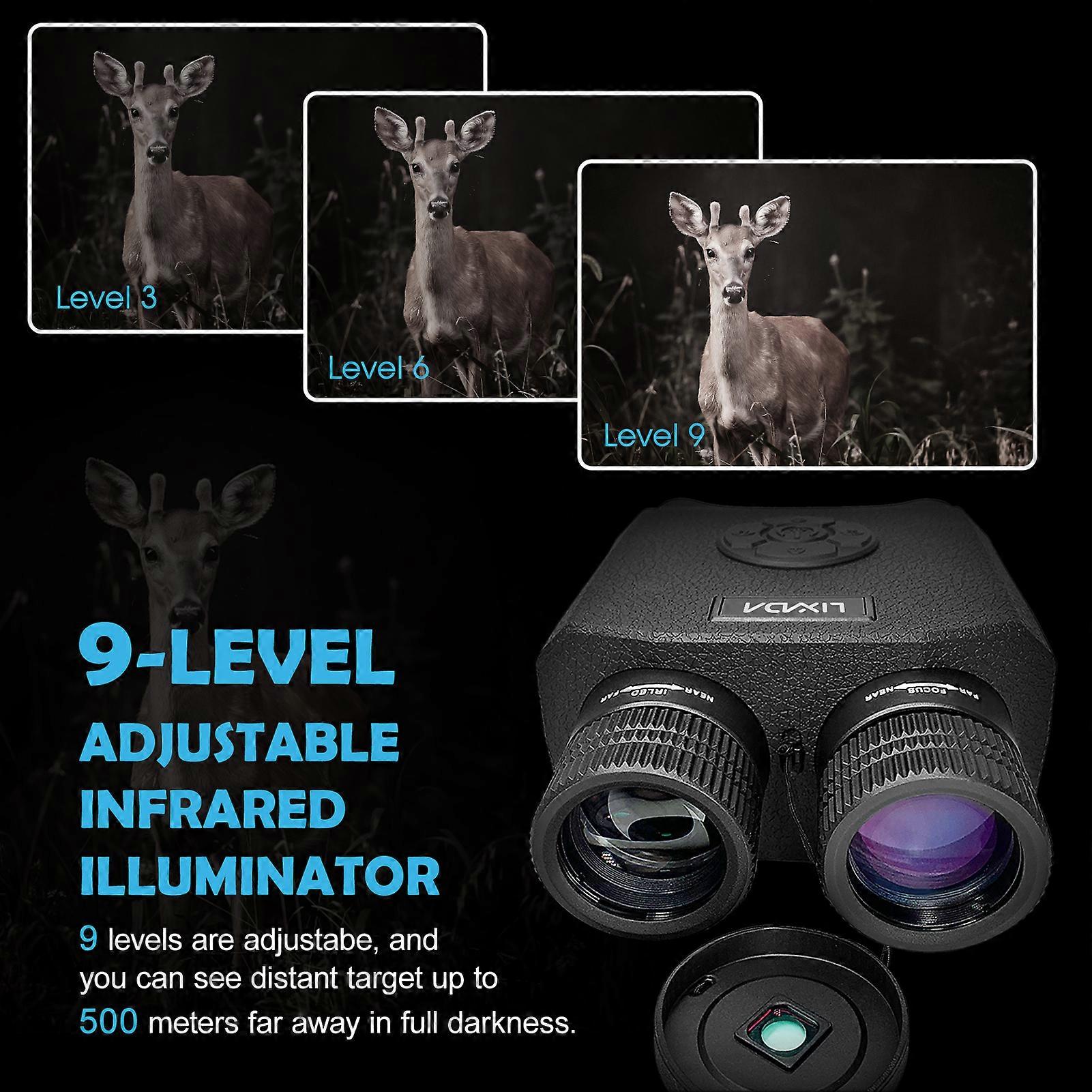 LIXADA 8X Digital Zoom Night Vision Binoculars IR Night Vision Scope with Camera Video Replay Menu Modes TF Card Included