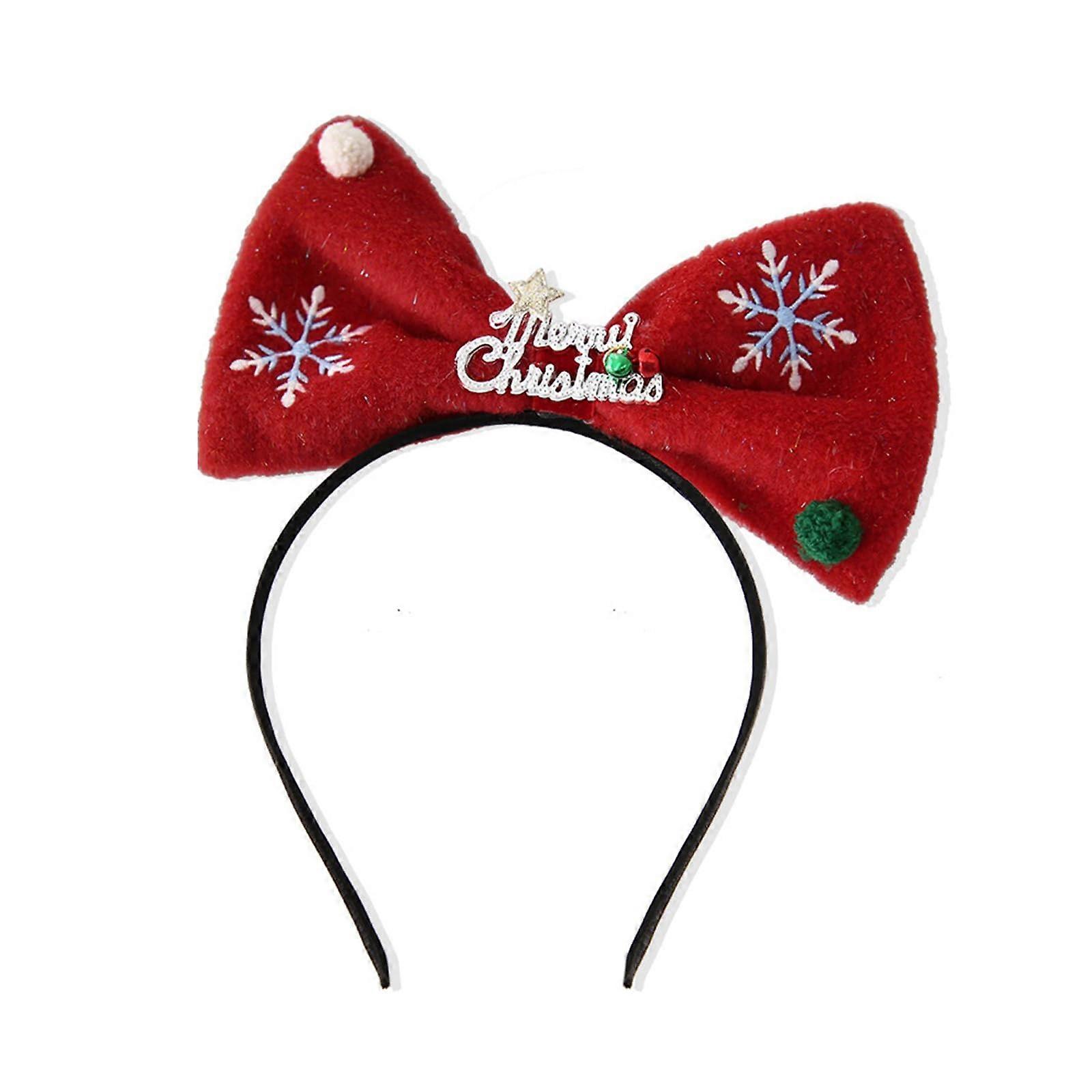 Christmas Sequin Headband with Festive Bows and Snowflakes for Party Wear, Holiday Accessories, Adjustable Size