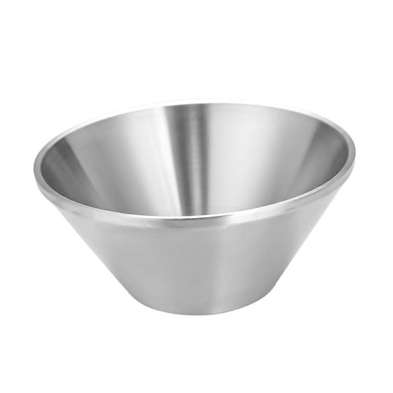 Double Layer Insulated Stainless Steel Soup Bowl 14x14x6.4CM Rustproof Korean Ramen Soup Cups Silver