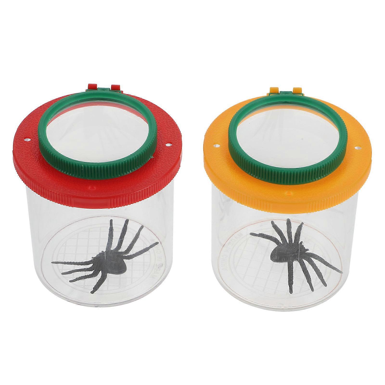 Assorted Color Insect Observation Box with Double Lens for Kids Classroom Supplies 2Pcs