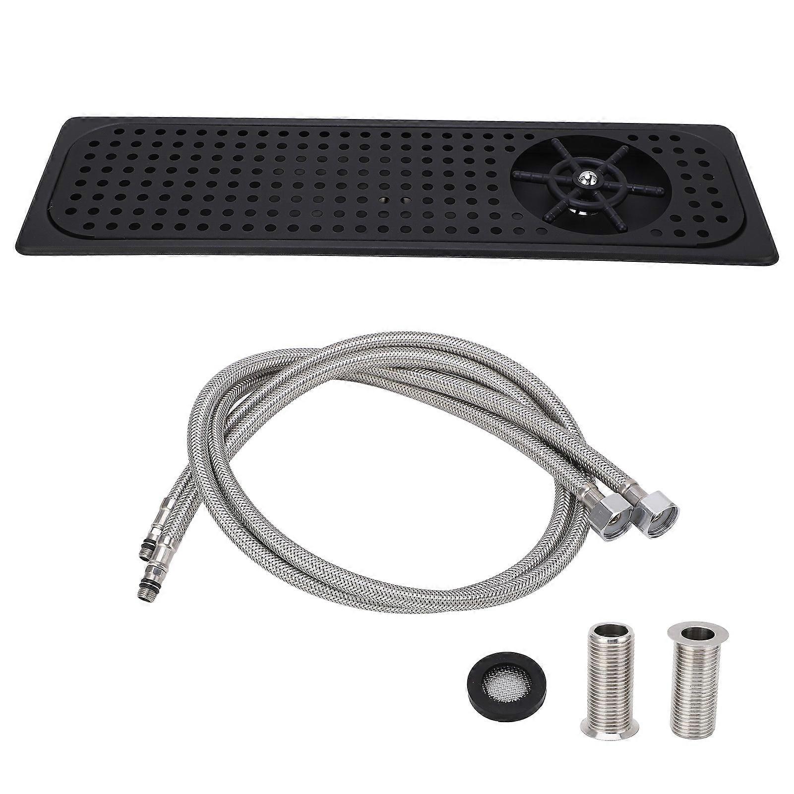 Lave-gobelet automatique en acier inoxydable, évier encastré, haute pression, rinçage rapide, pour bar G1/2 po FC‑13‑2, noir allongé
