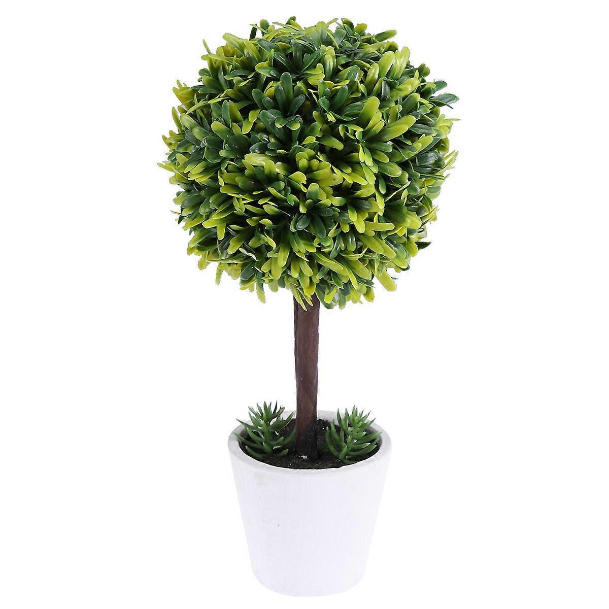 Simulation Artificial Flowers Ball Topiary Grass Bonsai Floral Ornaments Potted Plants for Home Wedding Tabletop Decor(Small)