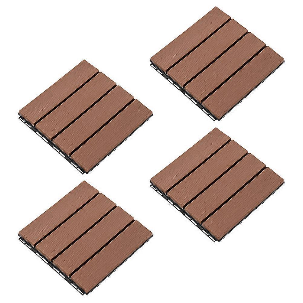 Outdoor Interlocking Deck Tiles Imitation Wood For Walkway 30X30CM Water Permeable 4Pcs