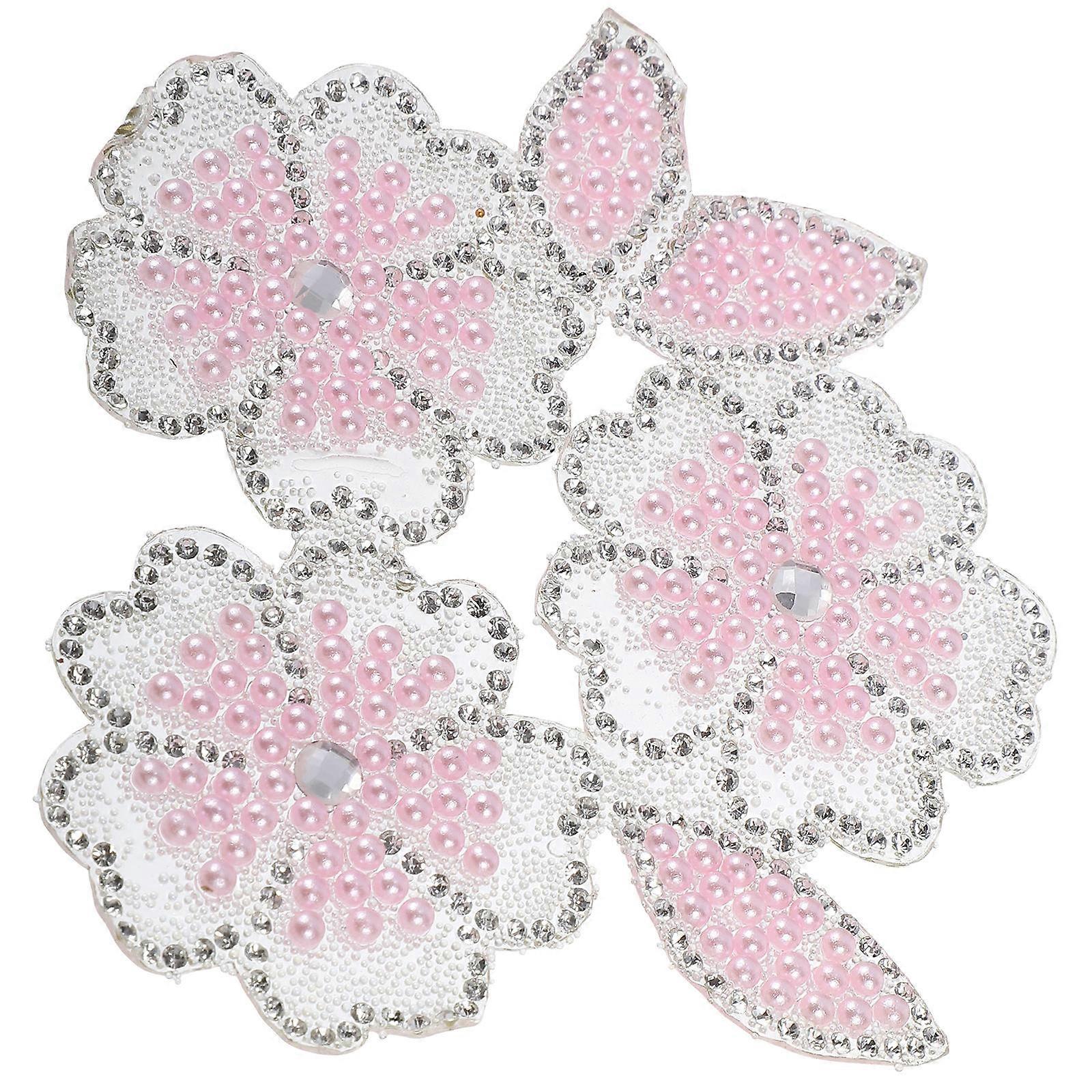 Glitter Flower Rhinestone Iron On Patch for DIY Clothing & Bag Applique Versatile Floral Decor for Jackets, Hats & Accessories Pink
