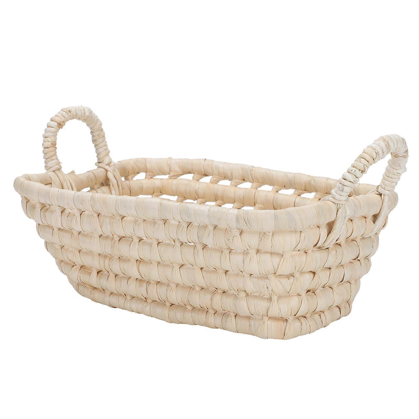 Snacks Arrangement Mini Storage Basket For Home Decoration And Office Use With Light Yellow Color In 30X18X11CM Size 1Pack