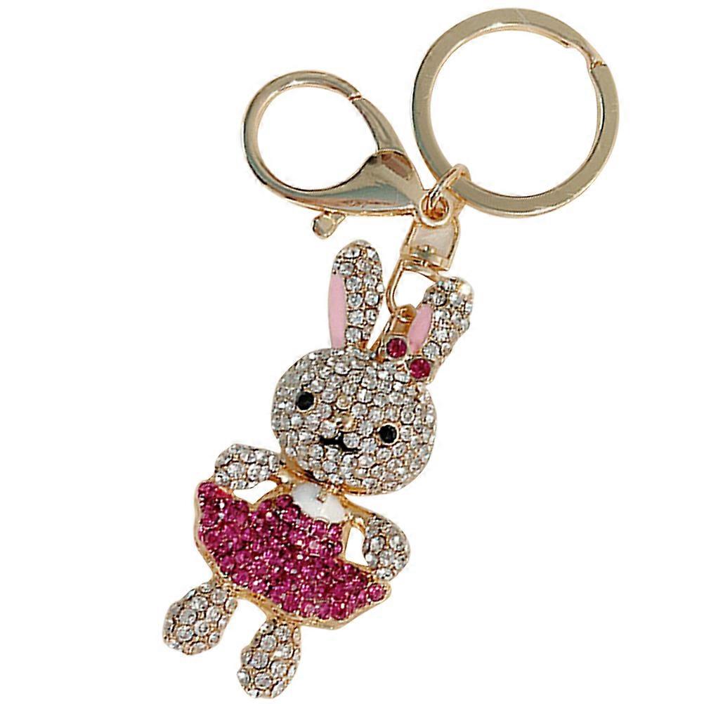 Shiny Bunny Rabbit Keyring with Rhinestones Cute Backpack Pendant, Delicate Metal Keychain for Party Favors and Accessories