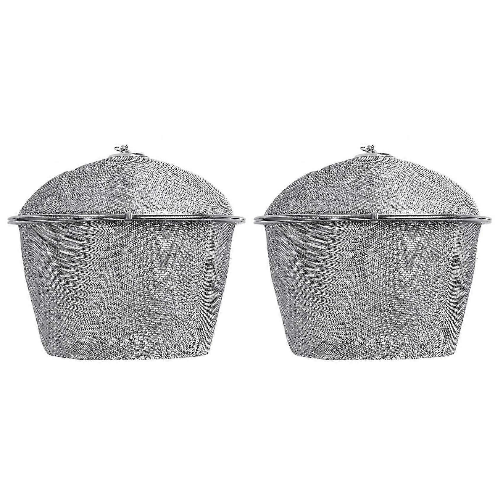 2x ekstra store tekuler i rustfritt stål med vrilås og netting, teinfuser med krok og kjede