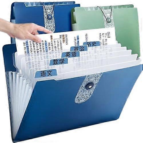 Accordion File With Eight Compartments And Labels, Letter Size, Dark Blue, Portable Organizer For Home Office And School