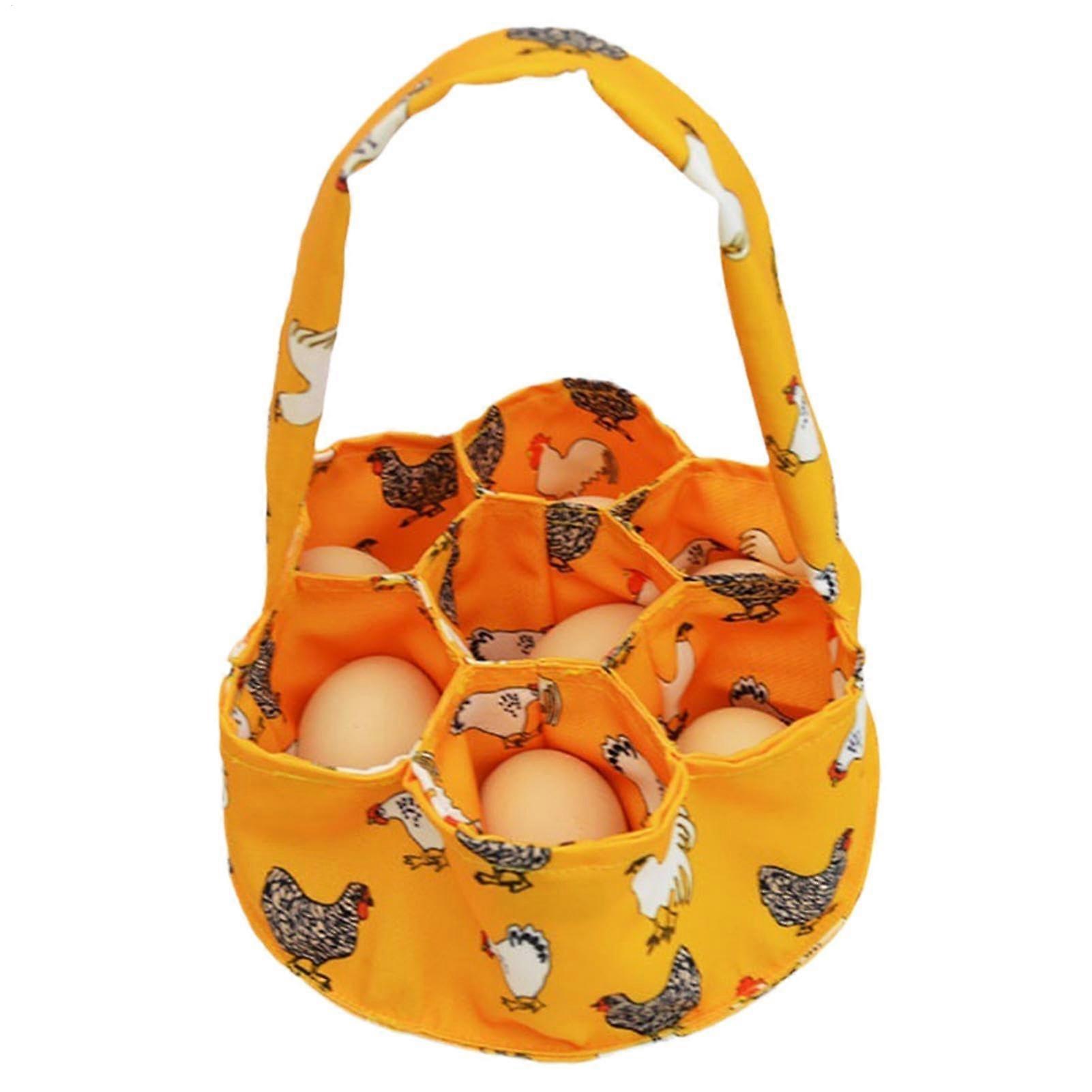 Egg collector basket, chicken egg basket fabric fruit holder with 7 bags, fresh egg holder collector container basket for duck, chicken