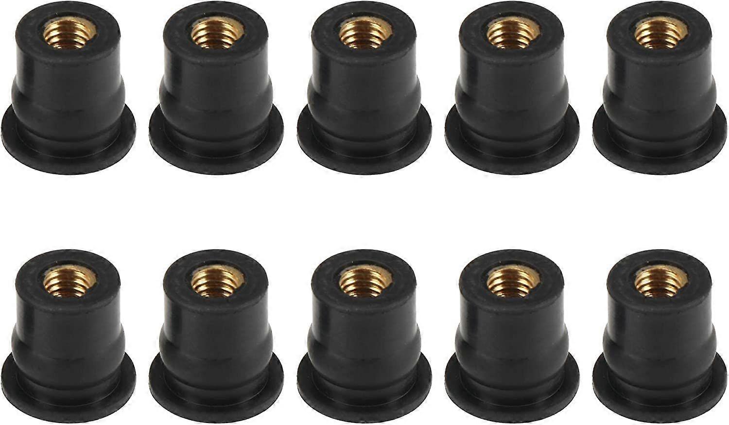 M6 Rubber Windshield Screws - Black Motorcycle Nuts (10pcs)