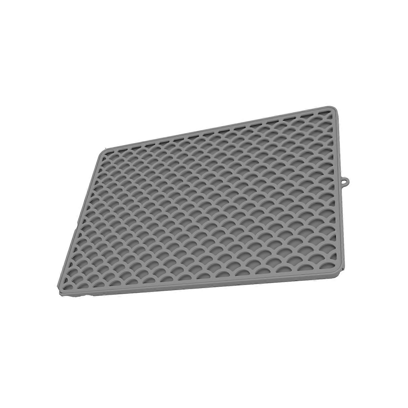 Foldable Cats Pad With Removable Silicone Layer Waterproof Bottom For Litter Mat And Travel Storage  Gray