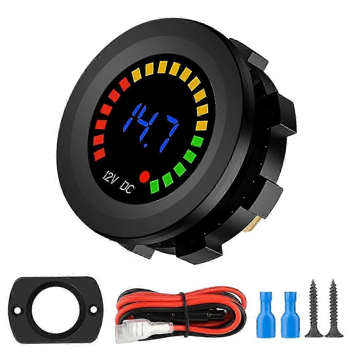 electromotive force Meter,12V LED Digital Display Meter Car Voltmeter Measuring Device Tester M