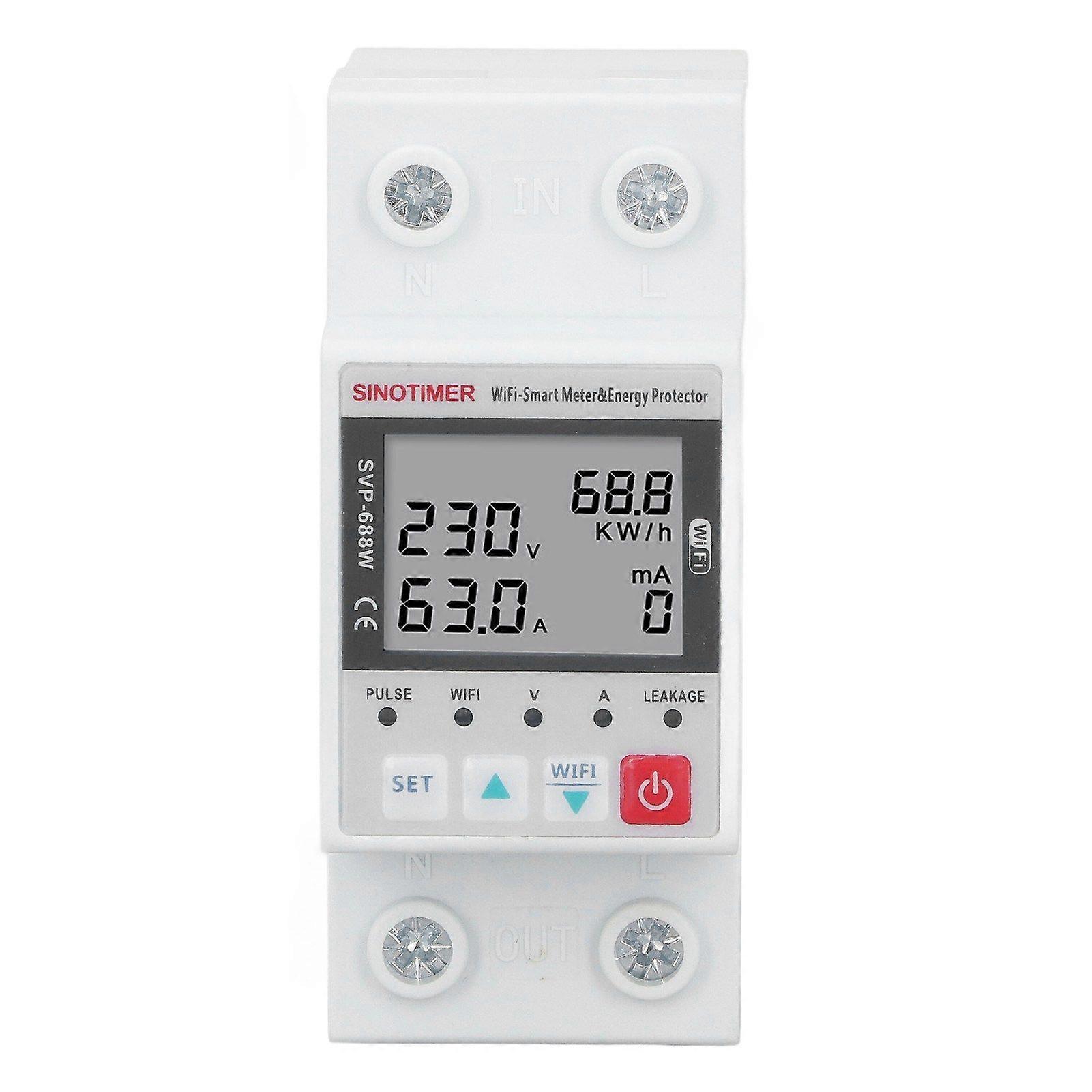 WIFI Overvoltage Undervoltage Protector 230V 50Hz 60Hz 63A Remote Control Over Under Voltage Power Protector