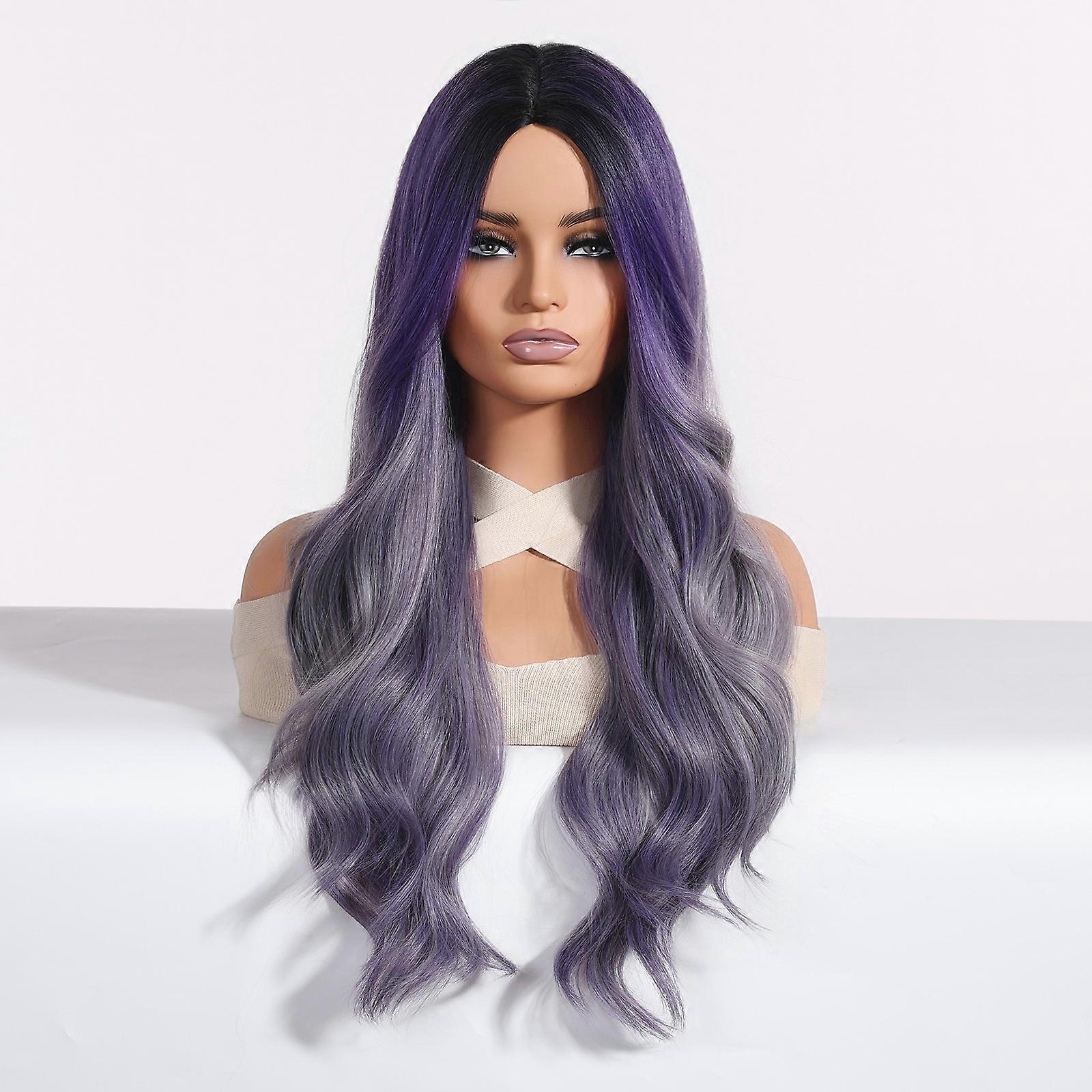 Purple Heat-Resistant Synthetic Wig for Women – Natural Appearance and Easy Maintenance