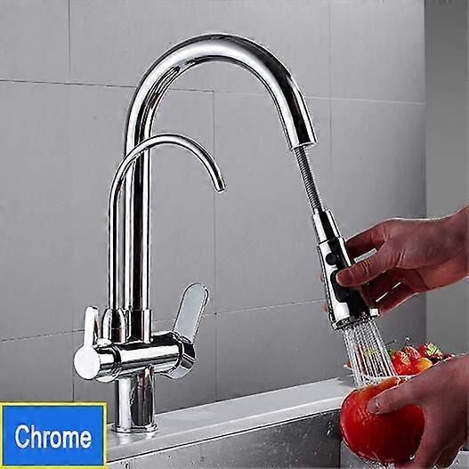 Matte black filtering faucet suitable for three-way sink