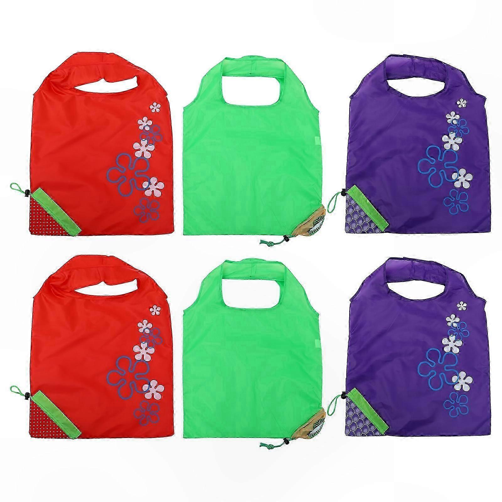 6-Pack Foldable Fruit-Shaped Waterproof Shopping Bags