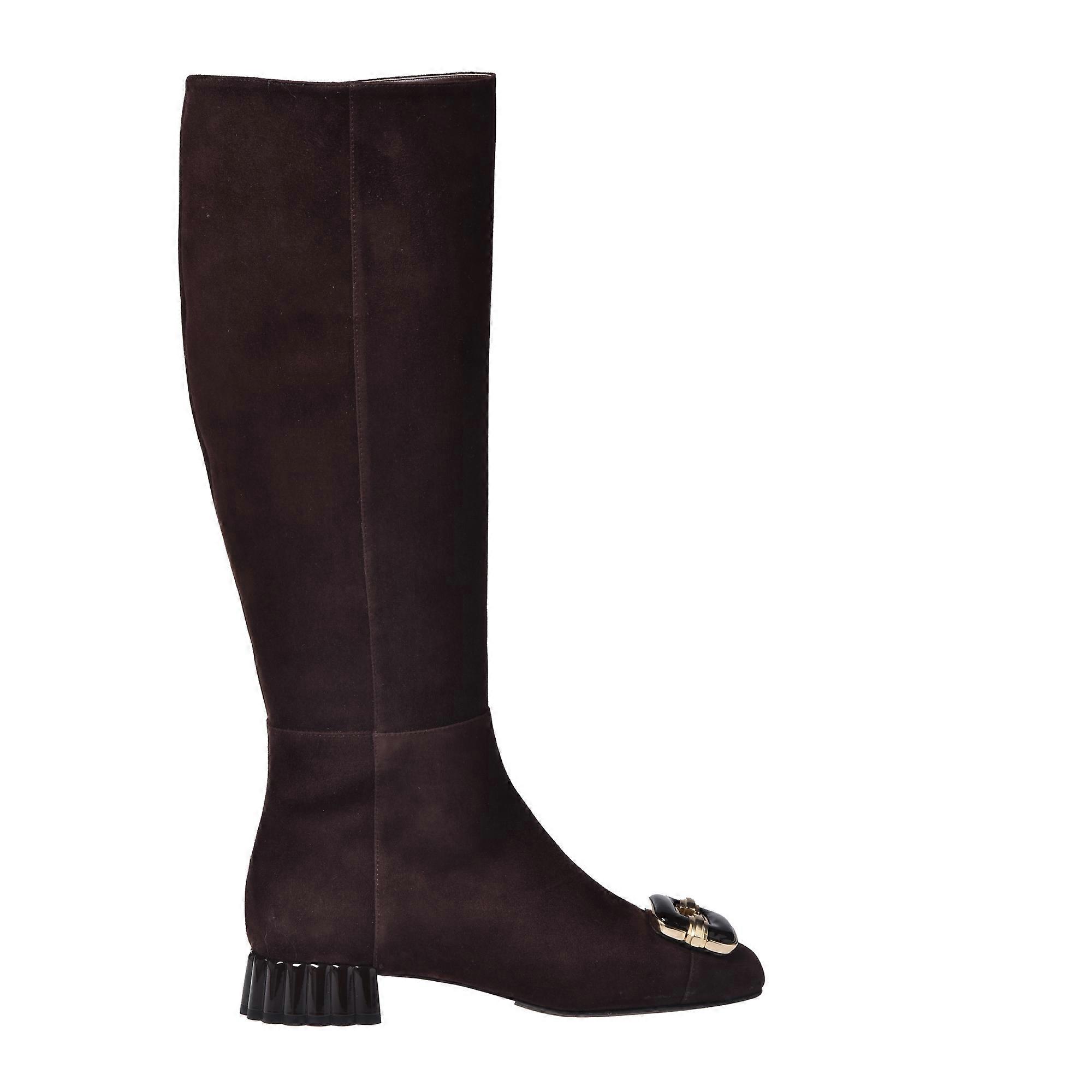 Bottes en daim marron foncé Baldinini