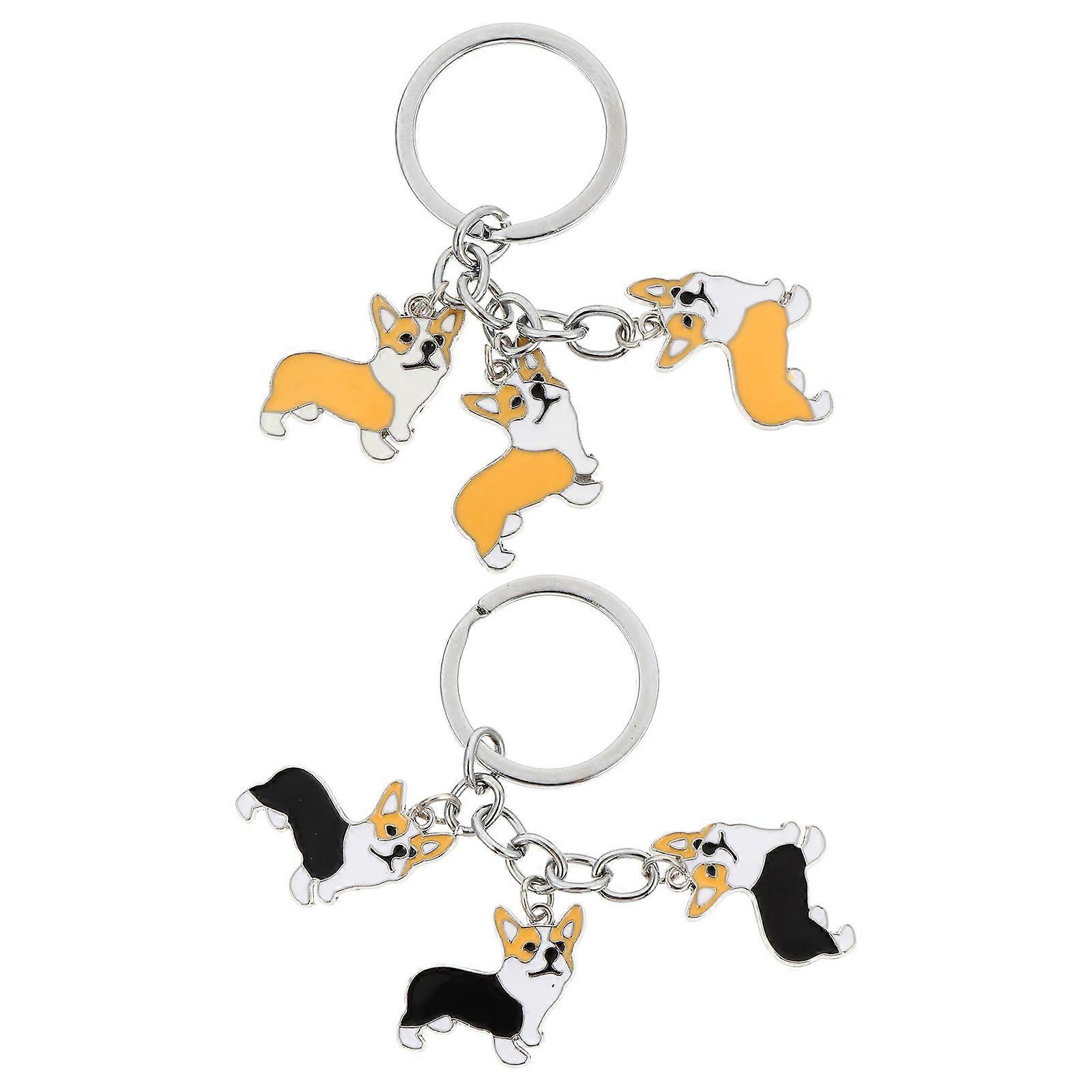 Dog Key Chain Elaborate Key Rings for Decoration Use 2Pcs Set