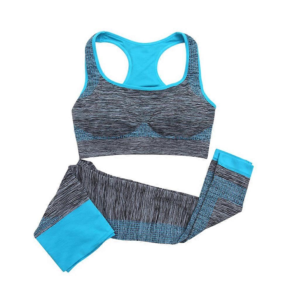 Blue Racerback Legging Set for Women Made of Durable Polyester Perfect for Yoga Gym Workout Jogging Size L