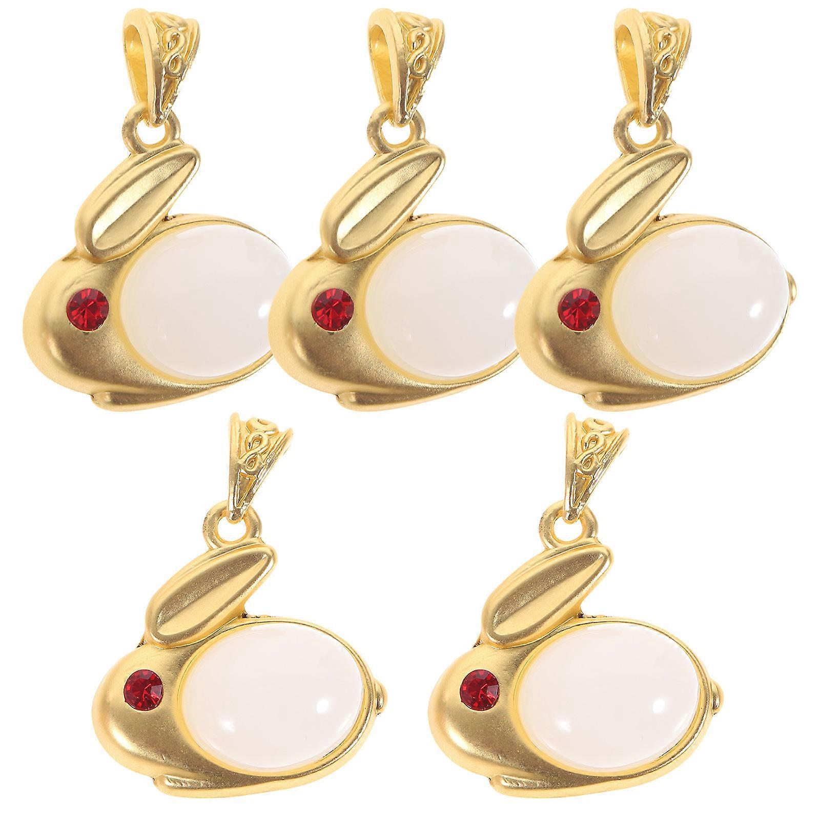 Golden Rabbit Charms for DIY Bracelet Making Alloy Accessories 5 Pieces