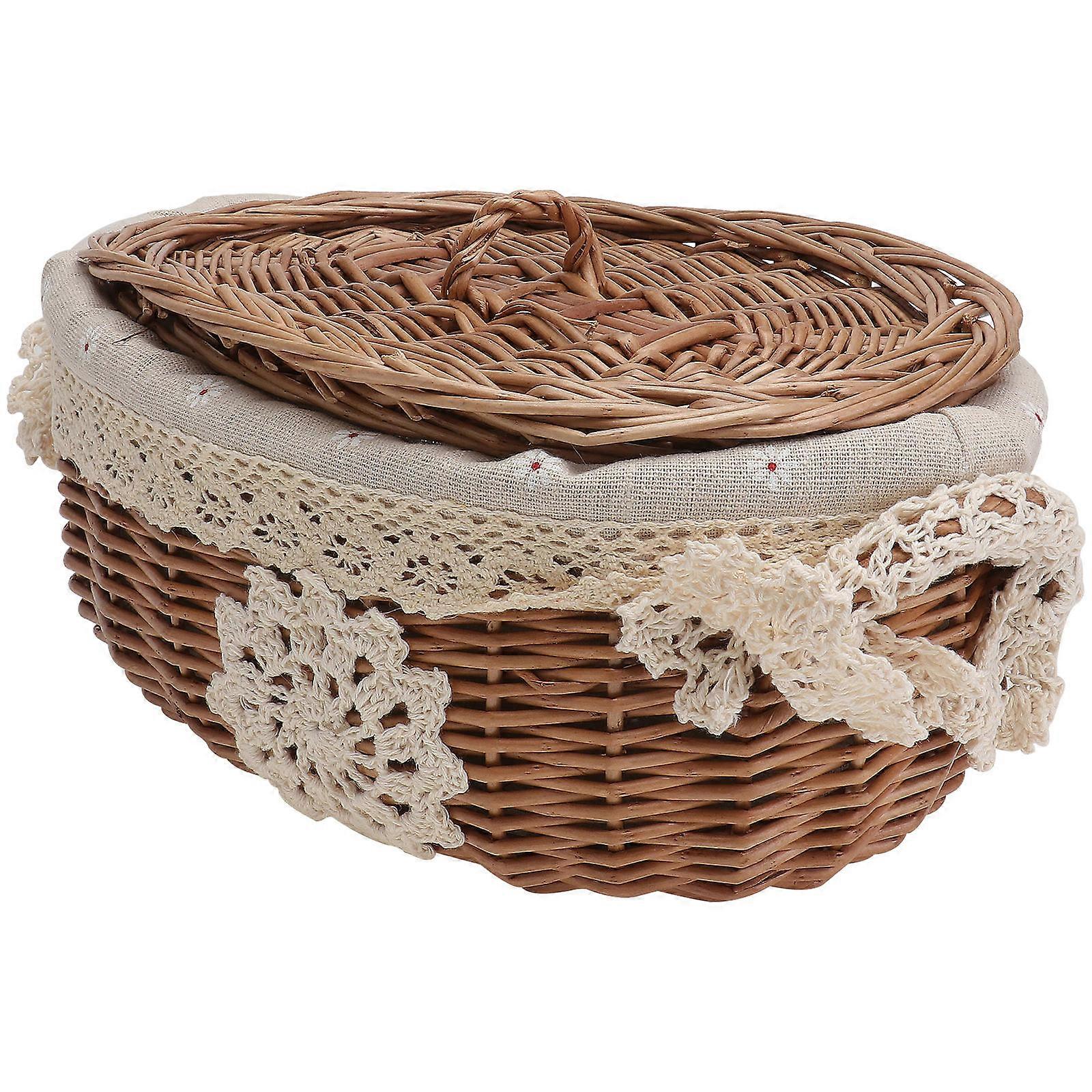 Small Baskets for Organizing Desktop Sundries Organizer for School Brown Rattan Linen Dust-Proof Storage 1Set