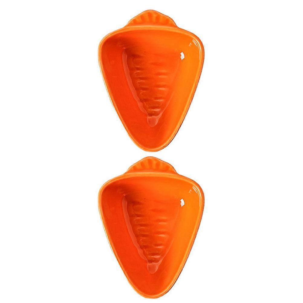 Small Dipping Plates Sauce Server Bbq Use Orange Ceramic Serving Snacks 2Pcs