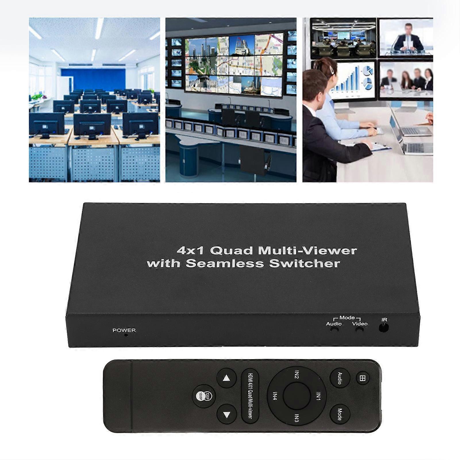 4 in 1 HDMI Splitter 1080P HD Video Switcher with Remote EU Plug