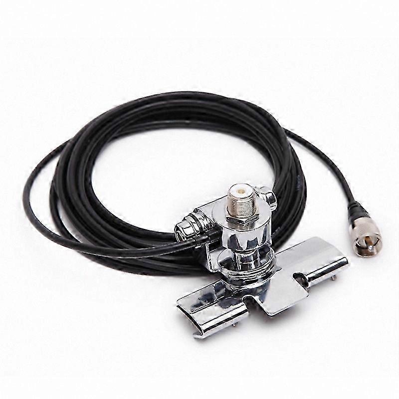Silver Car Antenna Bracket with 5M Cable, Adjustable Angle for Hatchback Door, Compatible with Universal Models