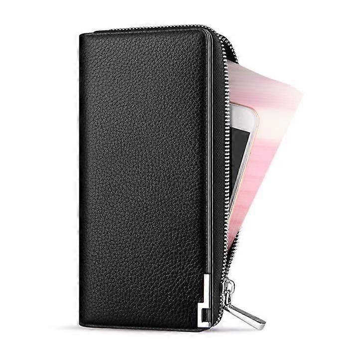 Wallet - Leather - Large Capacity - Black - Portable - Men