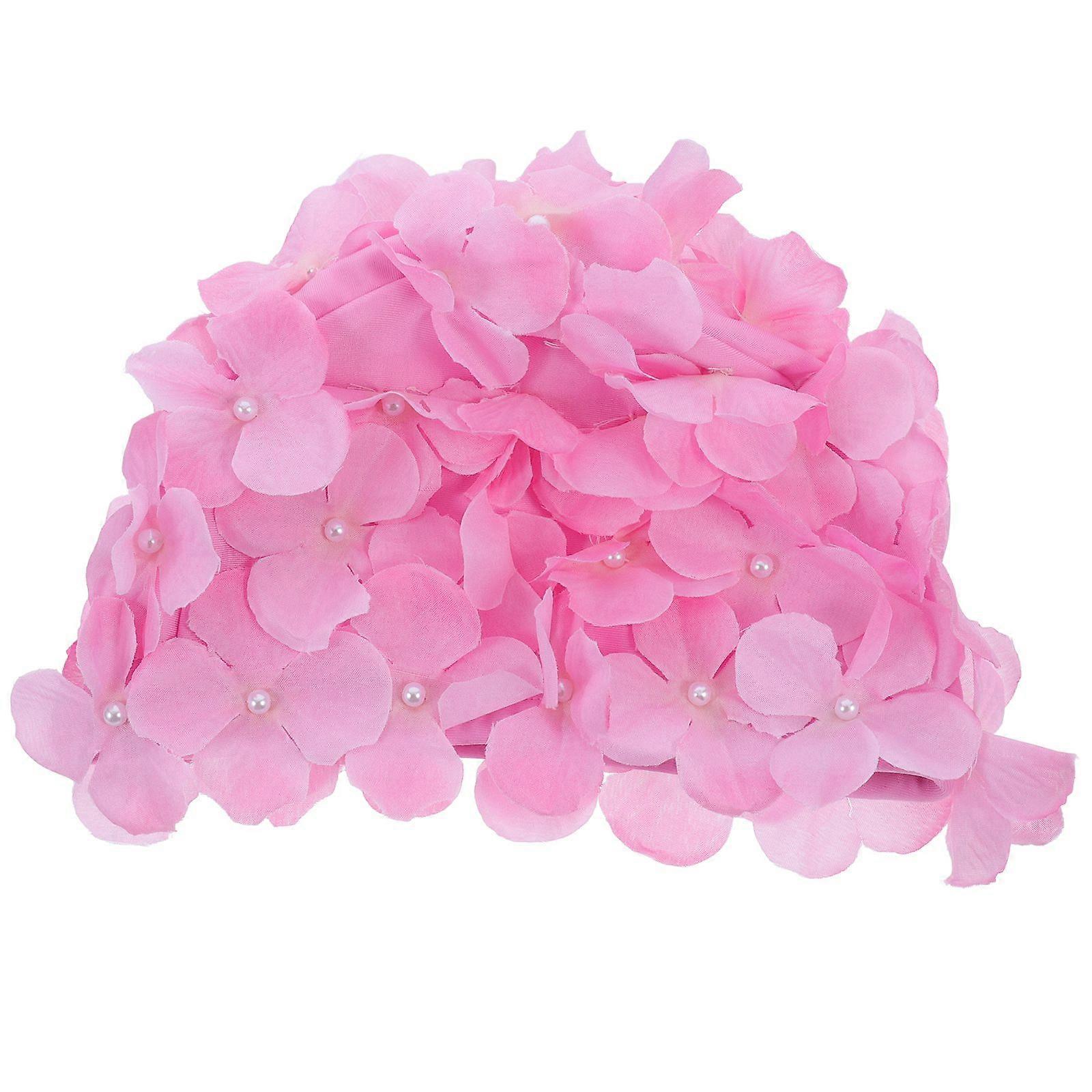 À la mode Natation Floral Pétale Élégant Chapeau De Natation Bonnets De Bain Taille L pour Femmes (Rose)