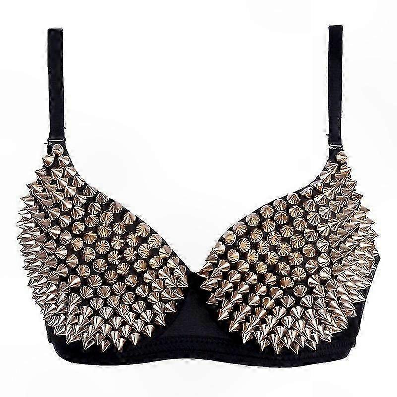 Metallic Push-Up BH med nitdetalj Punk Style Dammode Underkläder