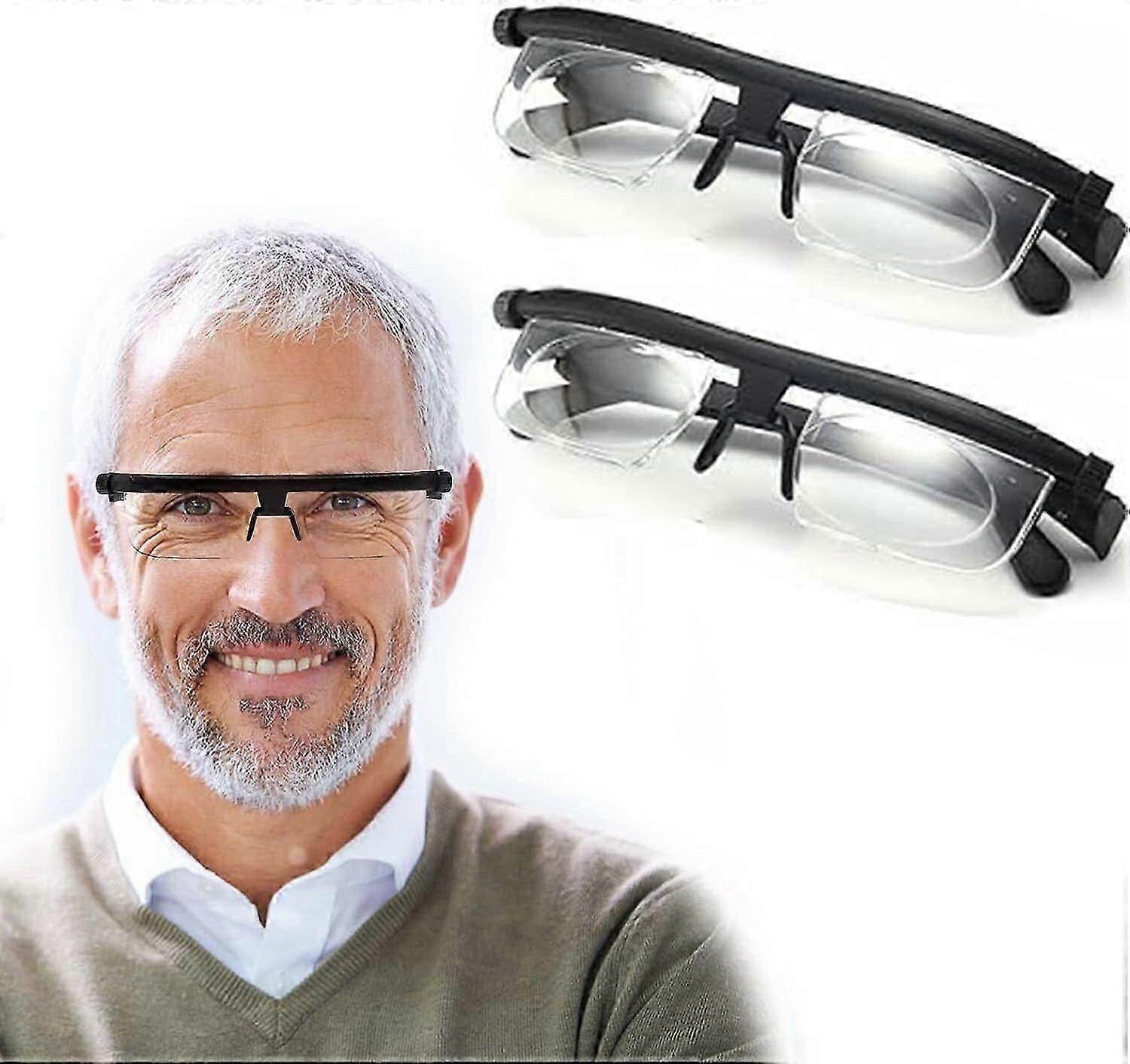 2-Pack Dial Adjustable Glasses for Variable Focus Reading and Distance Vision