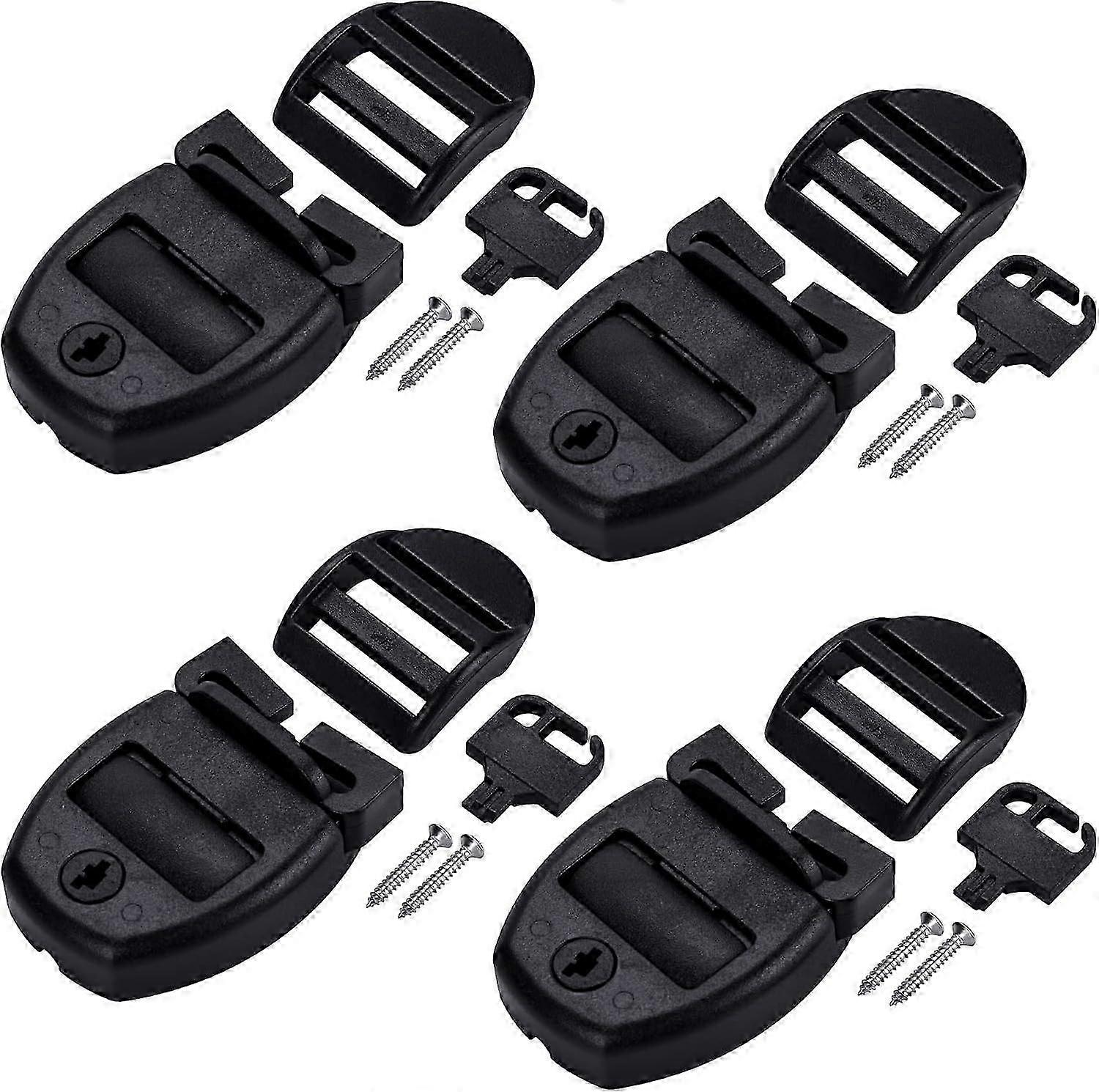Spa Tub Cover Clips Replacement Kit, 4-Pack Black Latches with Locks & Slides for Hot Tubs and Spas