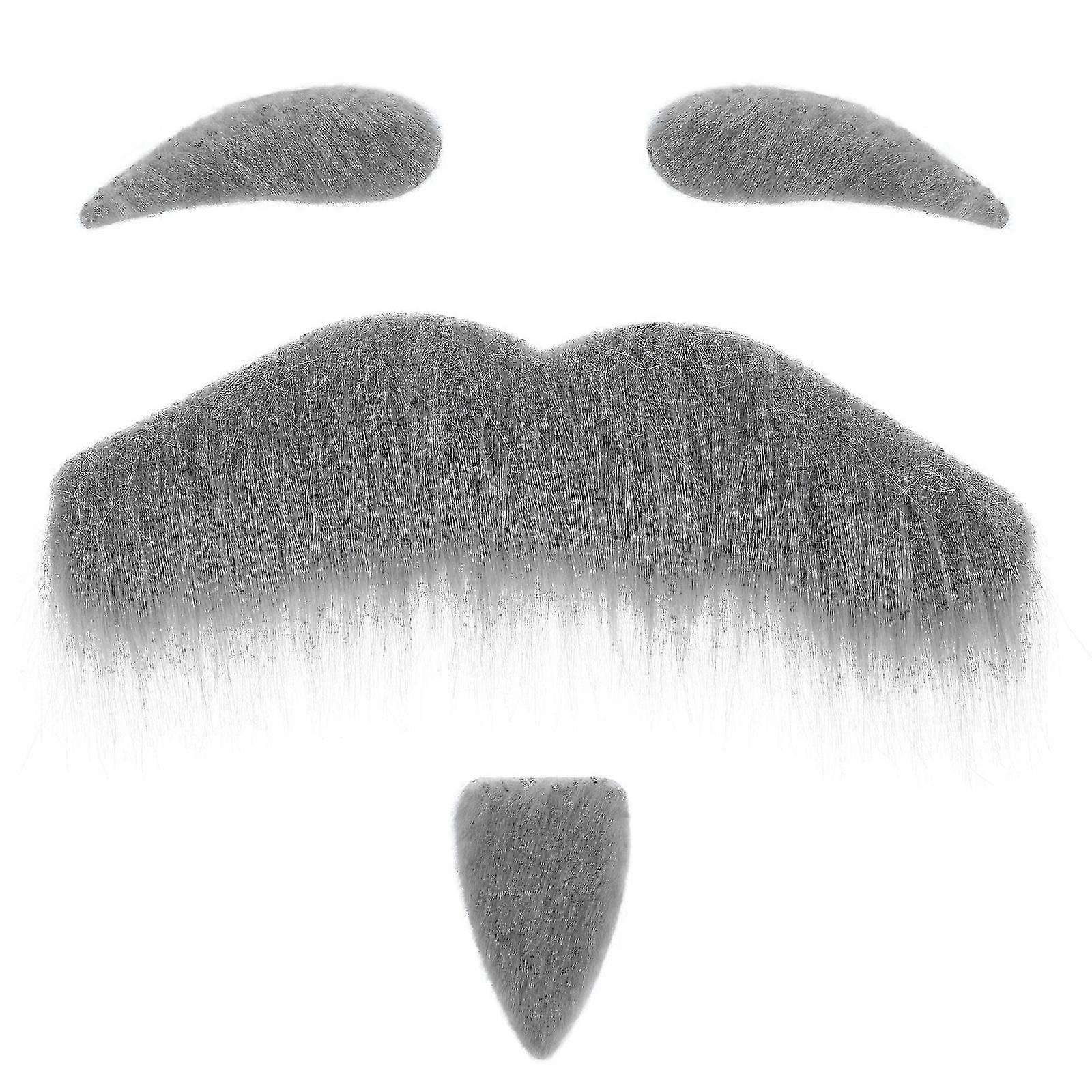Funny Costume Beard And Eyebrows Accessory For Halloween And Cosplay In Light Grey 1 Set