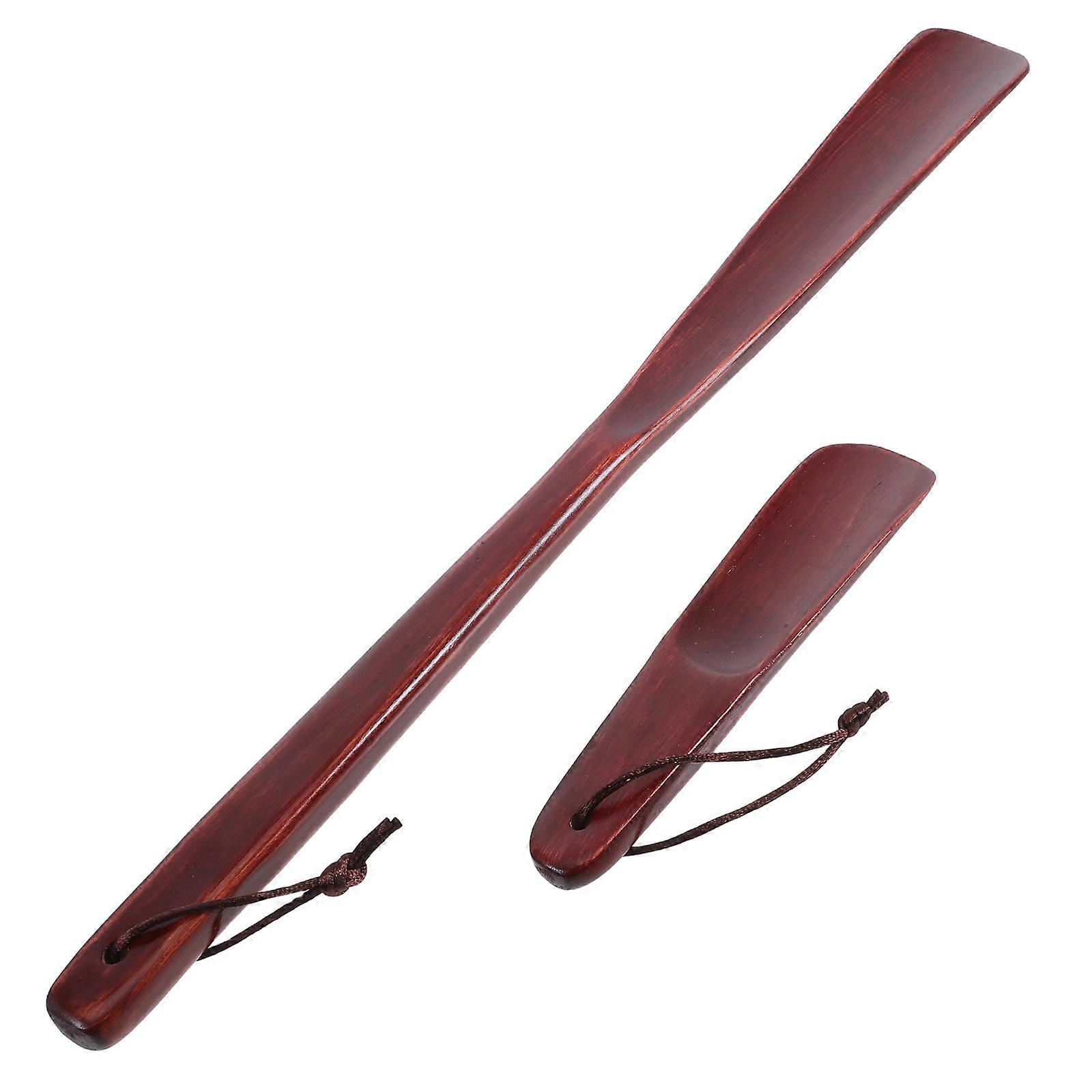 Dark Red Wood Shoehorn for Easy Shoe Insertion 8Pcs Senior and Family Use