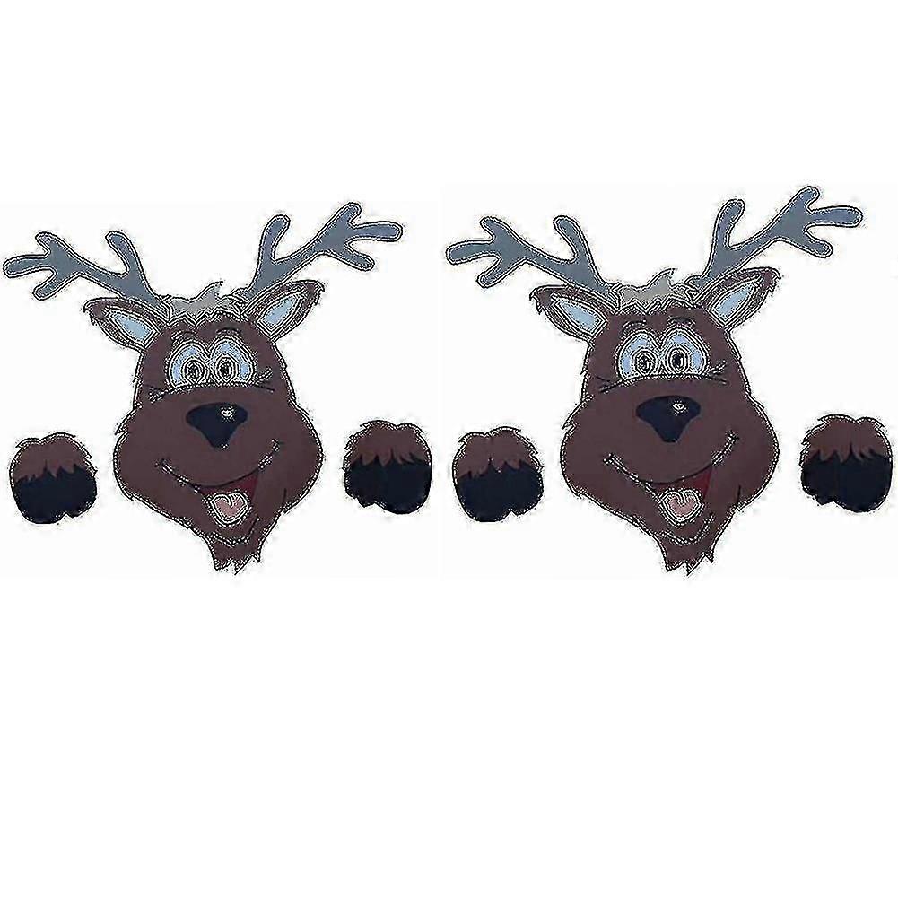 2pcs Christmas Fence Decor , Santa Claus Reindeer Fence Peeker, Funny H