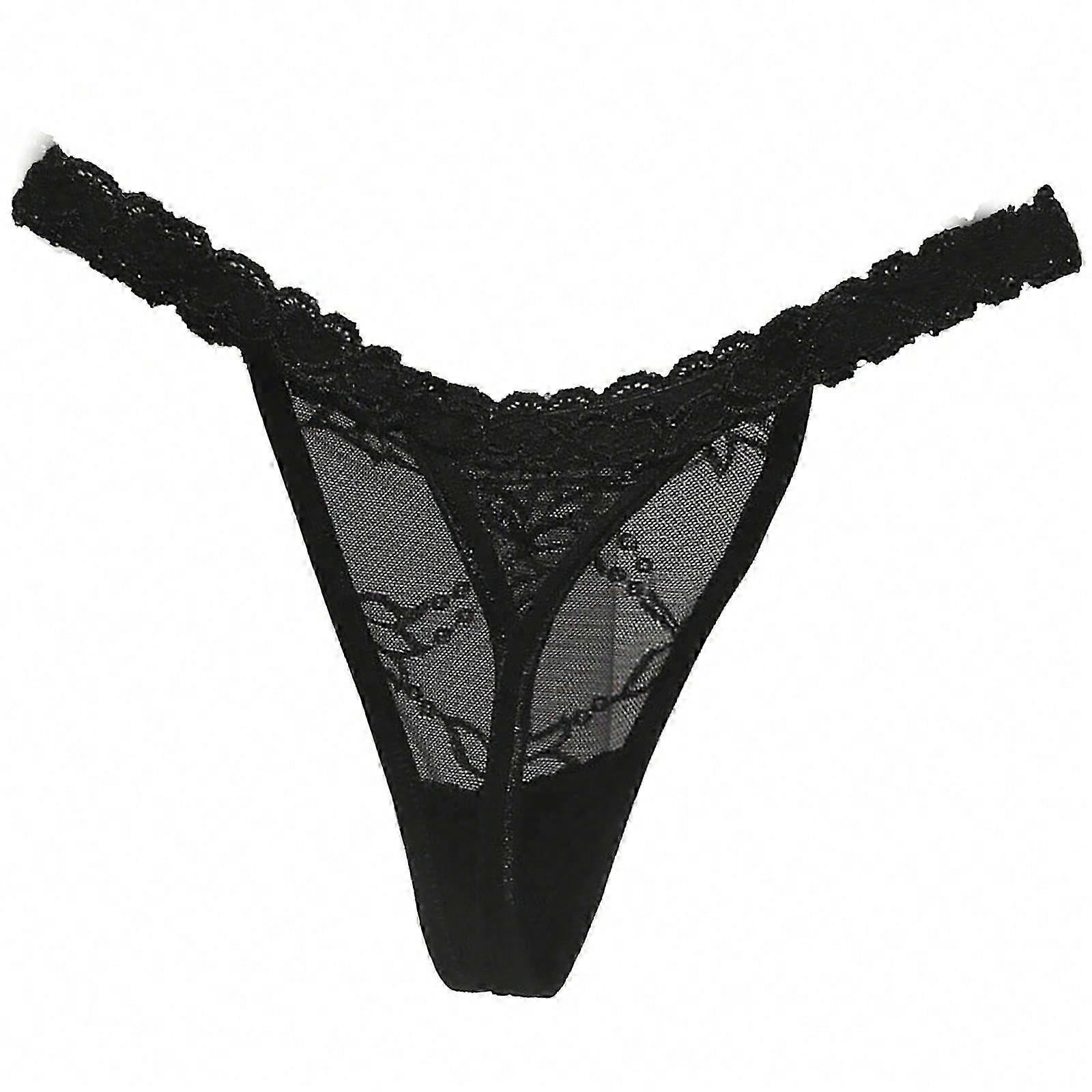 G-String سيور للنساء T-back تنفس صفيق الملابس الداخلية سراويل الأزهار الدانتيل جوفاء من أسفل الخصر سيور هدايا أسود رمز عالمي