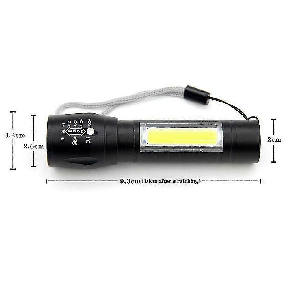 Portable Mini Rechargeable COB LED Flashlight Torch with Zoom Function