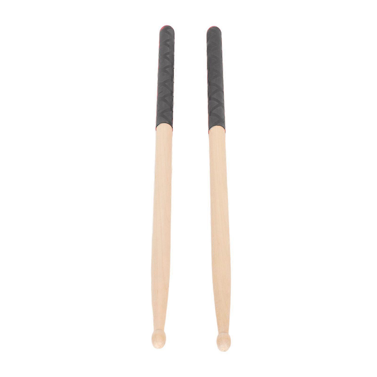 5A Drum Sticks for Adults Kids Beginners Maple Wood Tip Drumsticks with Anti Slip Rubber Handle for Musical Instrument Accessories Black X Pattern