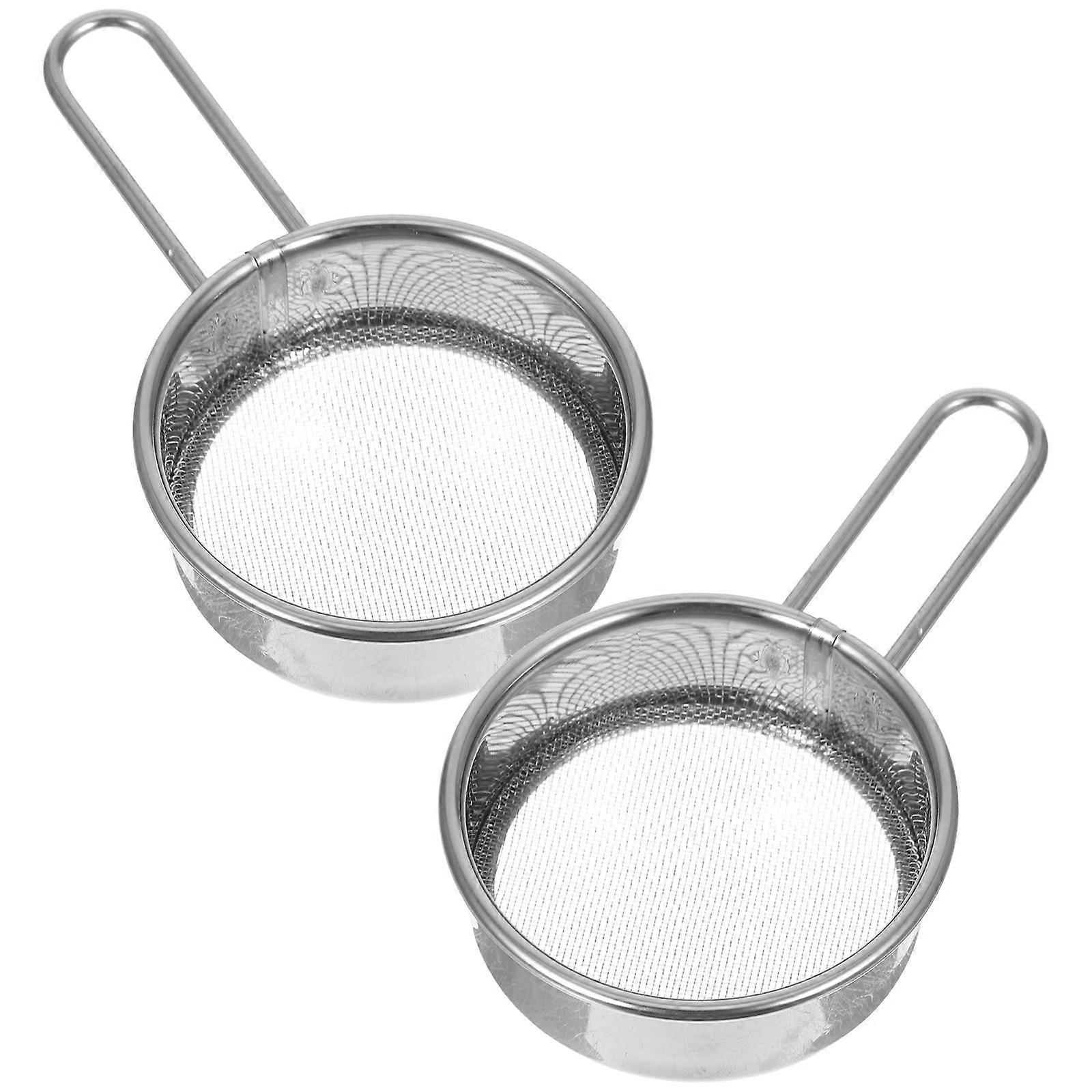 2pcs Mini Flour Sifter: Fine Mesh Baking Sieve Handheld - 40 Mesh Baking Sifter Stainless Steel For Powdered Sugar Matcha Cocoa Cake Flour