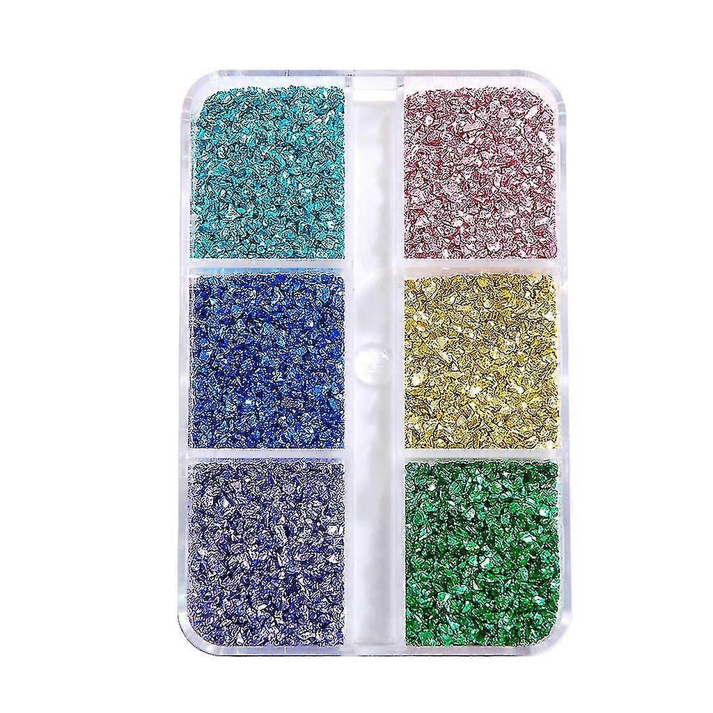 6 Grids Broken Glass Sequins Suitable For Nail Art Decoration Resin Mold-fg